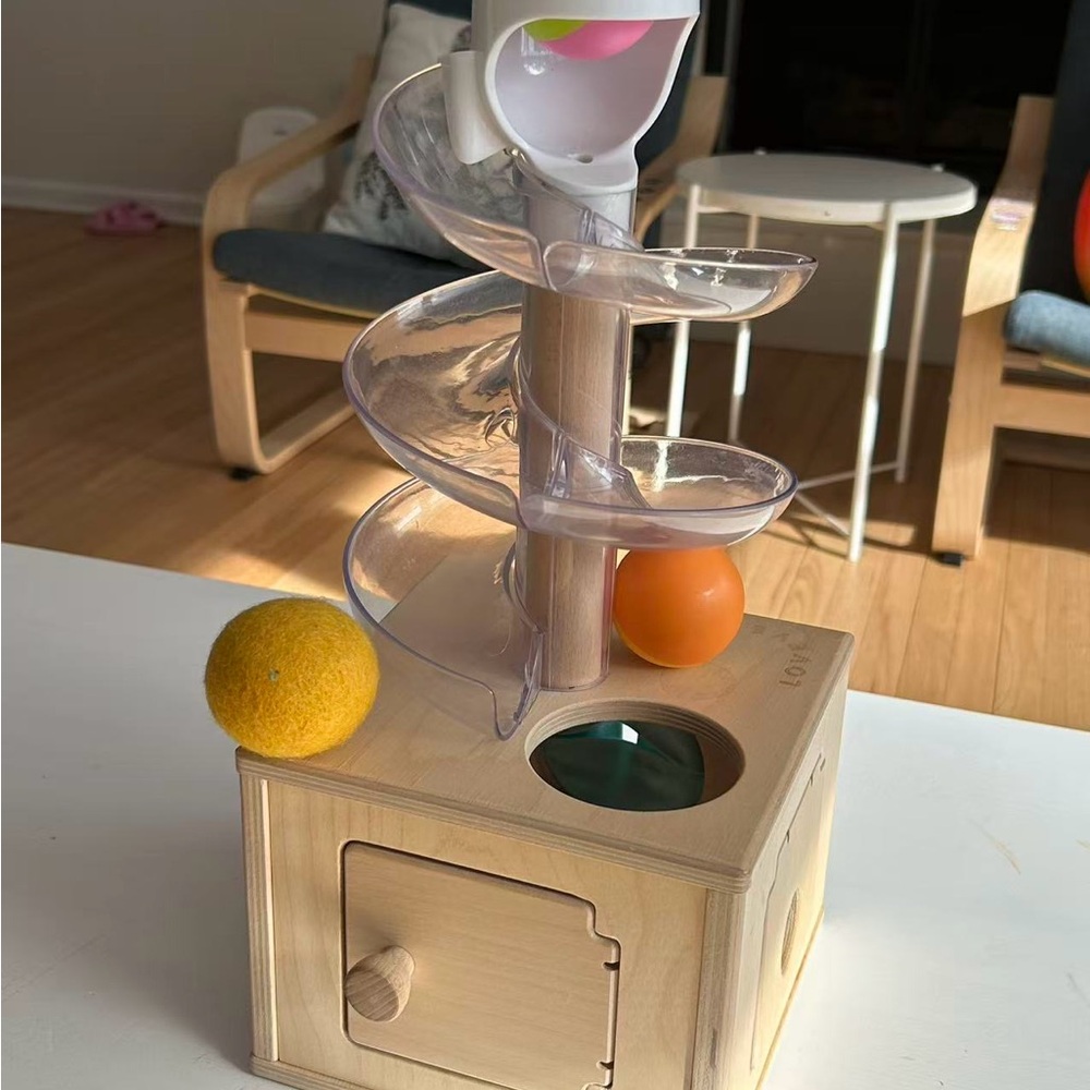 Wooden Cat Toy with Spiral Track